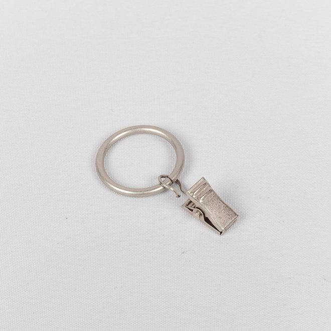 Кольца для карниза CLASSIC Ø19мм с зажимами цвет светлого матового серебра