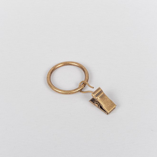Кольца для карниза CLASSIC Ø19мм с зажимами цвет светлого старого золота.
