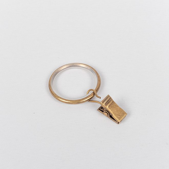 Кольца для карниза MODERN Ø19мм с зажимами цвет светлого старого золота.