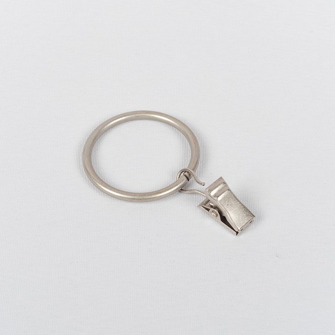 Кольца для карниза CLASSIC Ø25мм с зажимами цвет светлого матового серебра