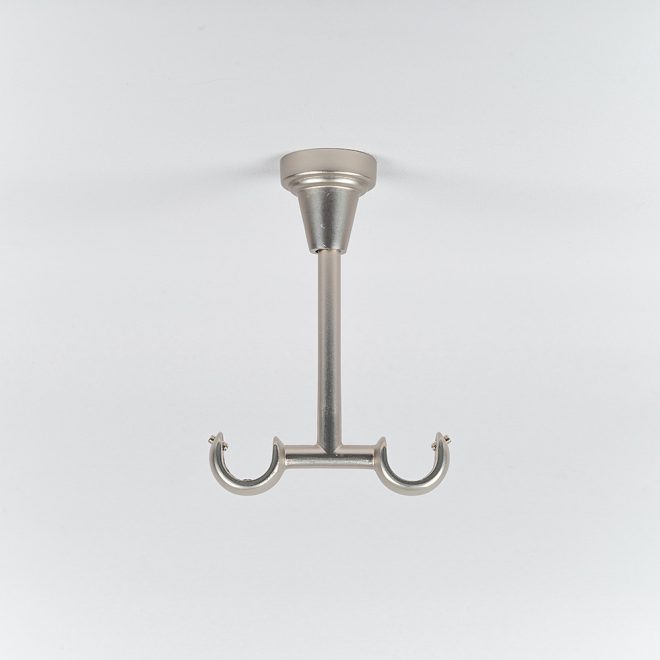 Holder for curtain rod NOVA H13,5cm L9,5cm Ø19-19mm to the ceiling double bright matte silver colour