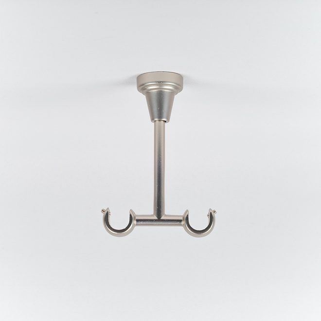 Holder for curtain rod PROSTY H13,5cm L9,5cm Ø16-16mm to the ceiling double bright matte silver colour