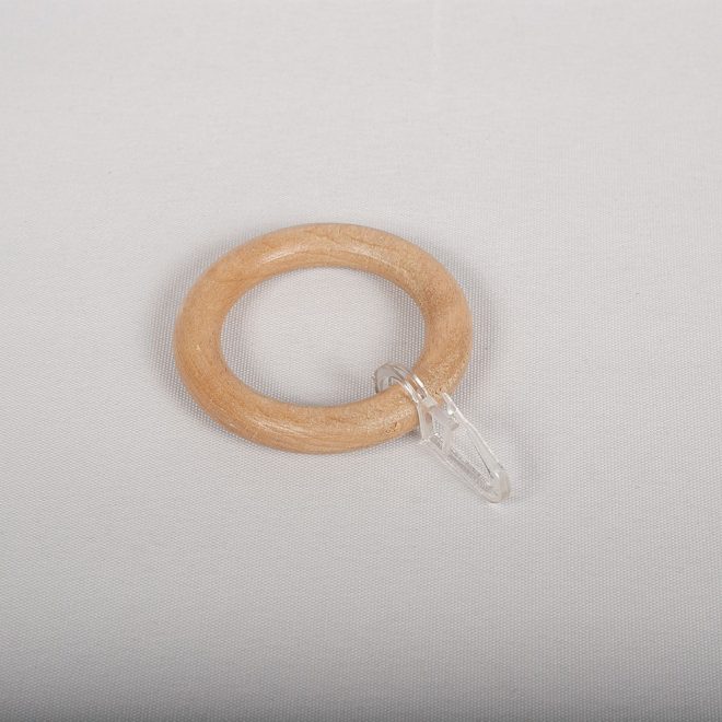 Ring for curtain rod BERGAMO Ø28mm wooden with hook bright oak colour