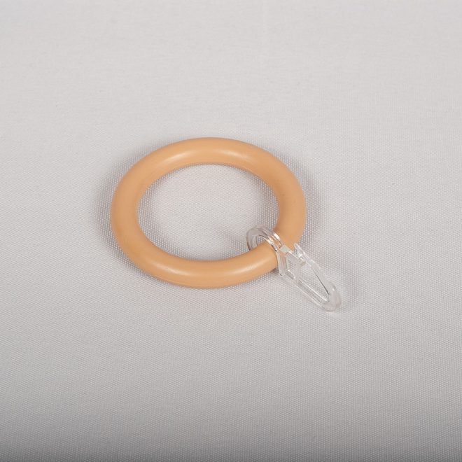 Ring for curtain rod STANDART Ø28mm plastic with hook beech colour