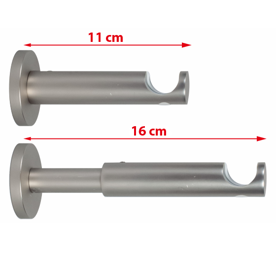 Holder for curtain rod ASPEN-NOVA L11-16cm Ø19mm single bright matte silver colour
