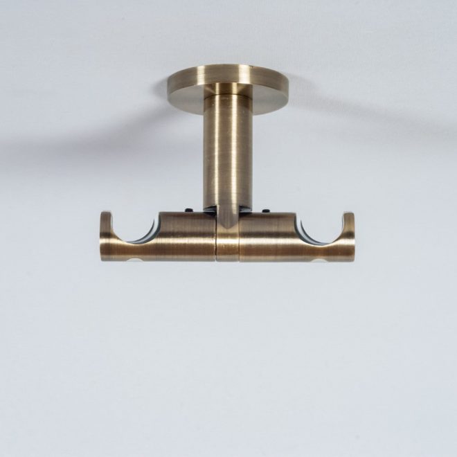 Holder for curtain rod ASPEN-NOVA H8.5cm L8cm Ø19-19mm to the ceiling double bright aged gold colour 1