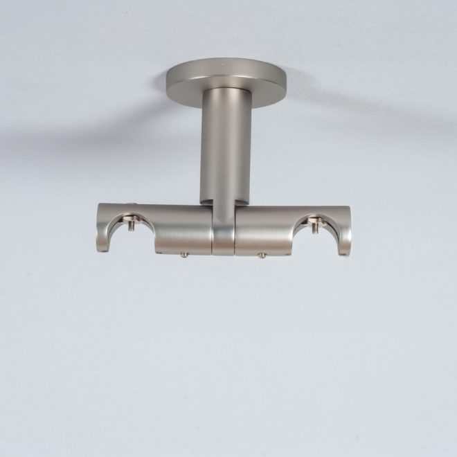 Holder for curtain rod ASPEN-NOVA H8.5cm L8cm Ø19-19mm to the ceiling double bright matte silver colour