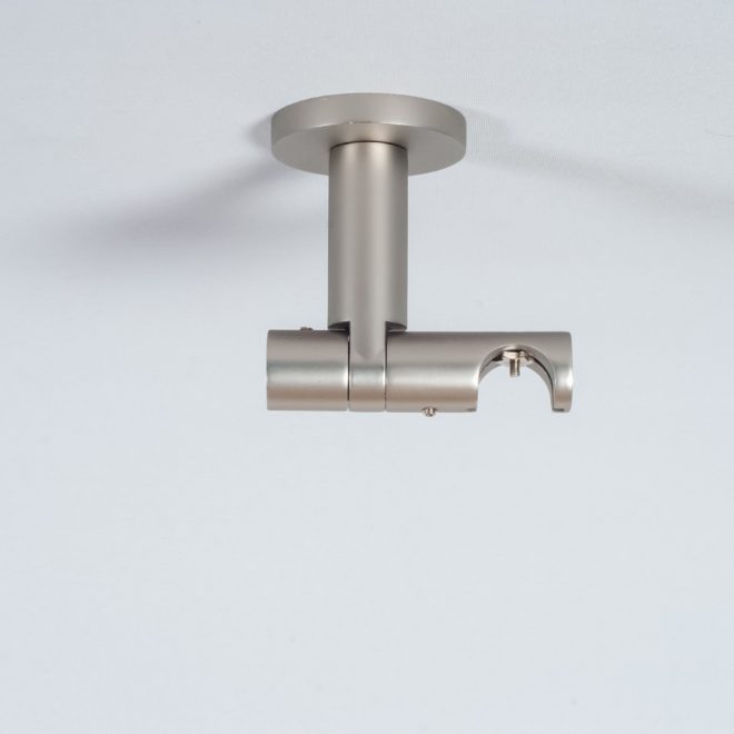 Holder for curtain rod ASPEN-NOVA H8.5cm L8cm Ø19mm to the ceiling single bright matte silver colour
