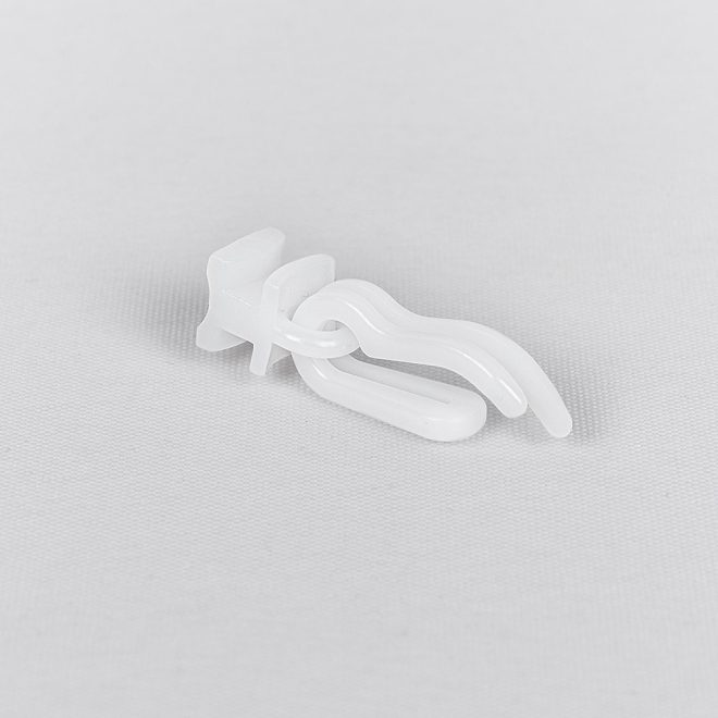 Plastic slider with a double plastic hook white colour Nо. 2504
