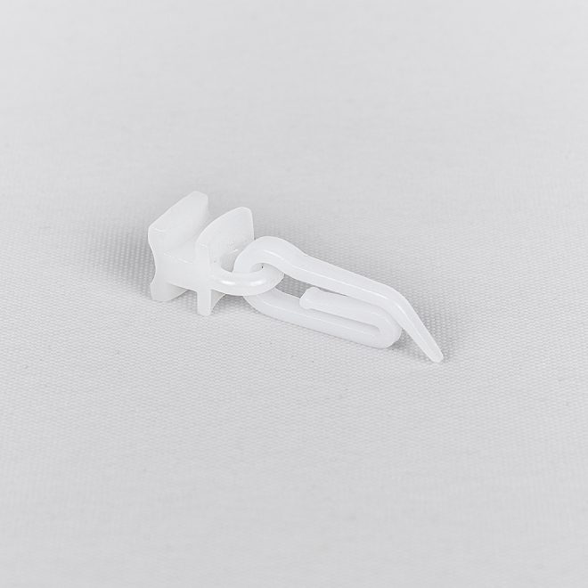 Plastic slider with a single plastic hook white colour Nо. 2503