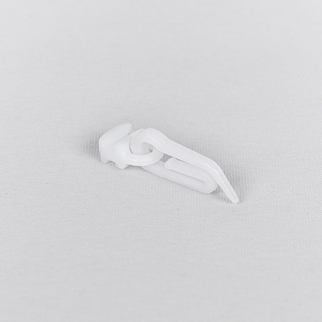 Plastic slider with a single plastic hook white colour Nо. 2505