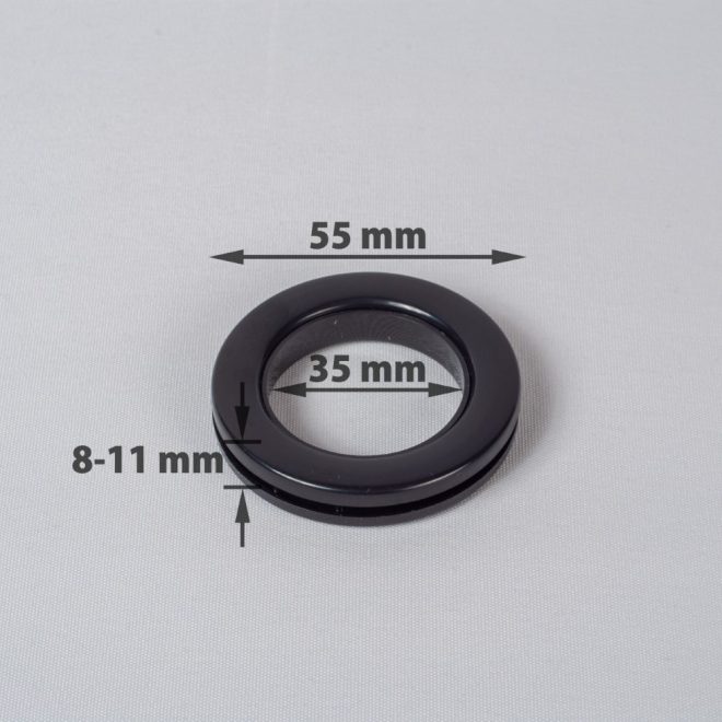 Compressible ring UNIVERSAL for the curtain tube Ø25-28mm black colour