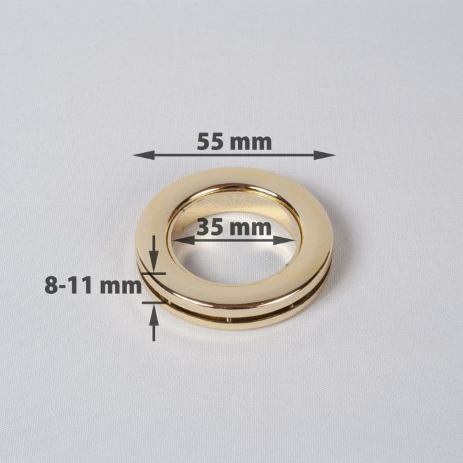 Compressible ring UNIVERSAL for the curtain tube Ø25-28mm shiny gold colour